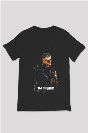 Snake Siyah Unisex V Yaka Tişört