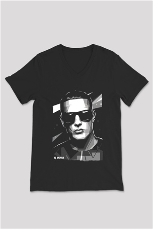 Snake Siyah Unisex V Yaka Tişört