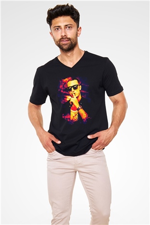 Snake Siyah Unisex V Yaka Tişört