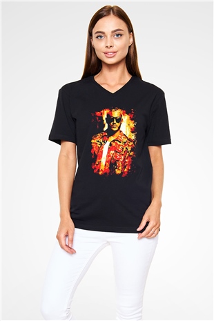 Snake Siyah Unisex V Yaka Tişört