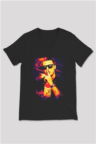 Snake Siyah Unisex V Yaka Tişört