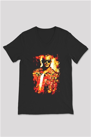 Snake Siyah Unisex V Yaka Tişört