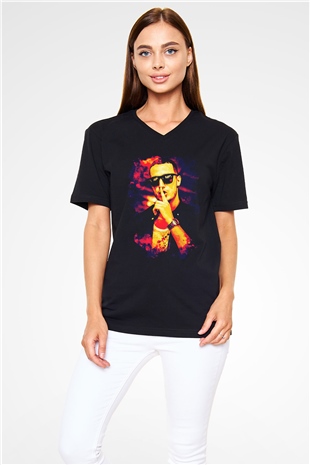 Snake Siyah Unisex V Yaka Tişört