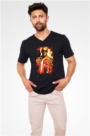 Snake Siyah Unisex V Yaka Tişört