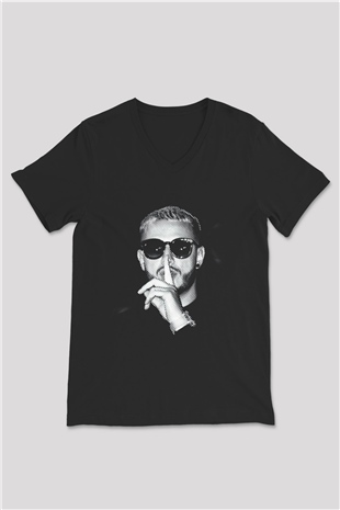 Snake Siyah Unisex V Yaka Tişört