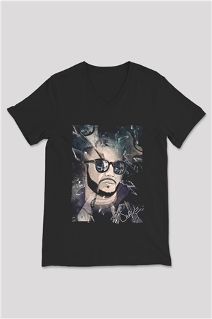 Snake Siyah Unisex V Yaka Tişört