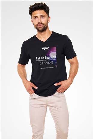 Snake Siyah Unisex V Yaka Tişört