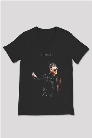 Snake Siyah Unisex V Yaka Tişört