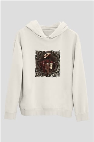 SnakeBaskılı Beyaz Hoodie