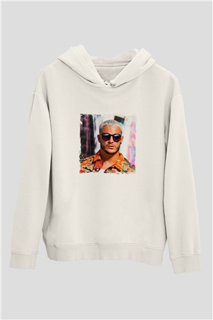 SnakeBaskılı Beyaz Hoodie