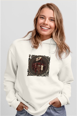 SnakeBaskılı Beyaz Hoodie