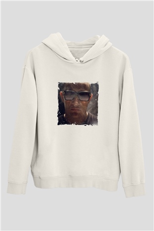 SnakeBaskılı Beyaz Hoodie