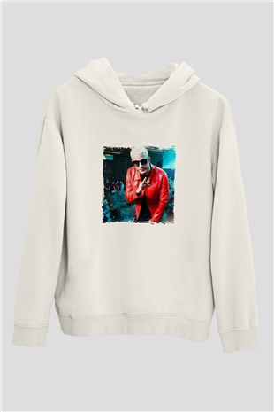 SnakeBaskılı Beyaz Hoodie