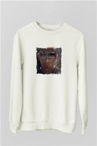 SnakeBaskılı Beyaz Sweatshirt