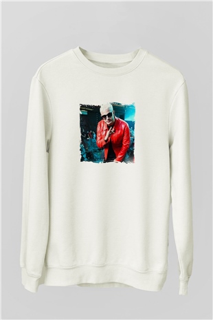 SnakeBaskılı Beyaz Sweatshirt