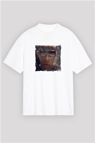 SnakeBaskılı Beyaz Oversize Tişört