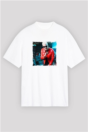 SnakeBaskılı Beyaz Oversize Tişört