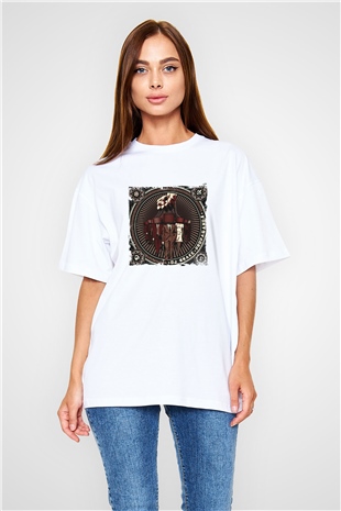 SnakeBaskılı Beyaz Oversize Tişört