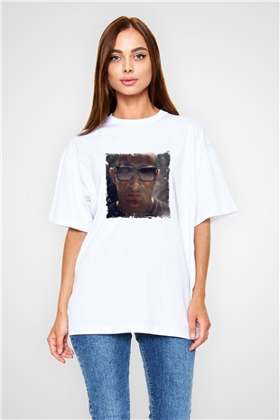 SnakeBaskılı Beyaz Oversize Tişört