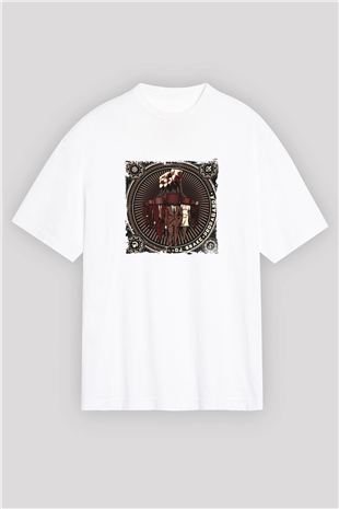 SnakeBaskılı Beyaz Oversize Tişört