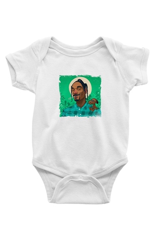 Snoop Dogg Baskılı Unisex Beyaz Bebek Body - Zıbın