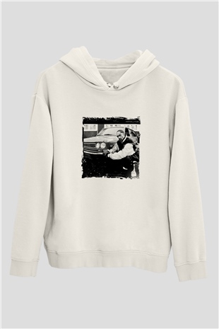 Snoop Dogg Baskılı Unisex Beyaz Kapüşonlu Sweatshirt