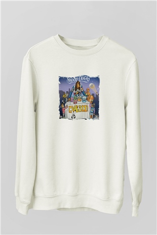 Snoop Dogg Baskılı Unisex Beyaz Sweatshirt
