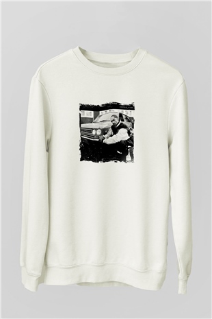 Snoop Dogg Baskılı Unisex Beyaz Sweatshirt