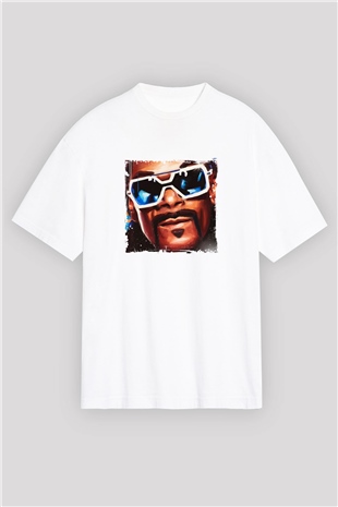 Snoop Dogg Baskılı Oversize Beyaz Tişört