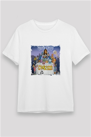 Snoop Dogg Baskılı Unisex Beyaz Tişört