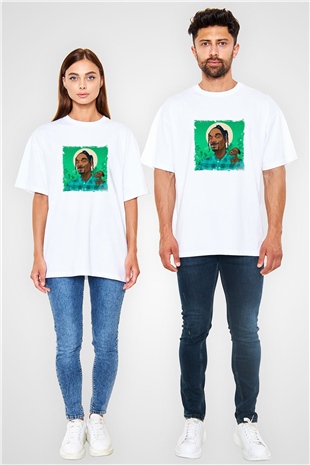 Snoop Dogg Baskılı Oversize Beyaz Tişört