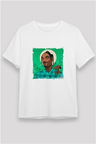 Snoop Dogg Baskılı Unisex Beyaz Tişört