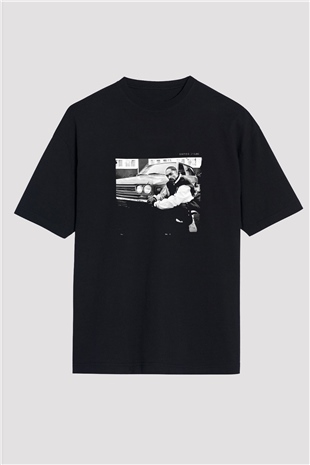 Snoop Dogg Baskılı Unisex Oversize Siyah Tişört
