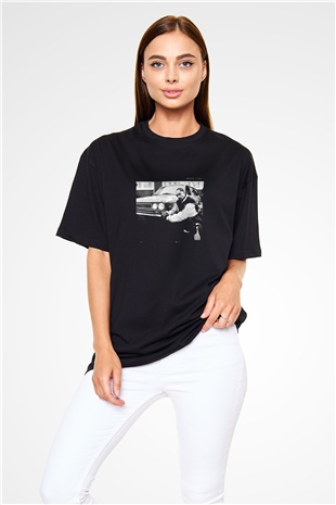Snoop Dogg Baskılı Unisex Oversize Siyah Tişört