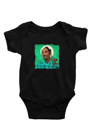 Snoop Dogg Baskılı Unisex Siyah Bebek Body - Zıbın