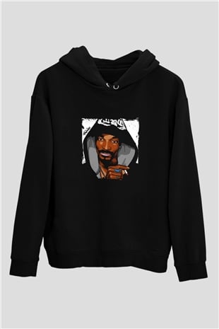 Snoop Dogg Baskılı Unisex Siyah Hoodie
