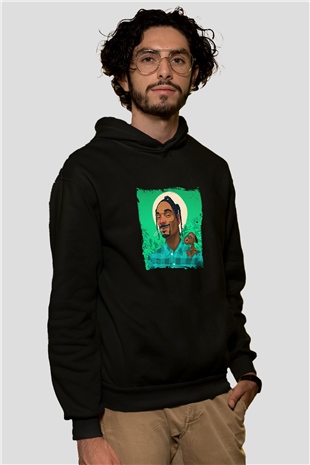 Snoop Dogg Baskılı Unisex Siyah Hoodie