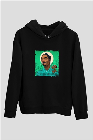 Snoop Dogg Baskılı Unisex Siyah Hoodie