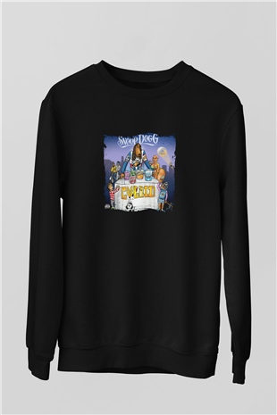 Snoop Dogg Baskılı Unisex Siyah Sweatshirt