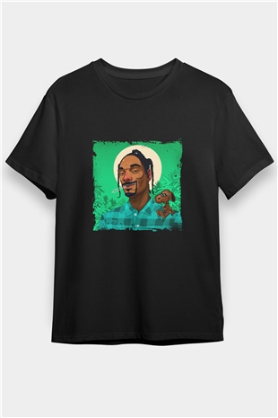 Snoop Dogg Baskılı Unisex Siyah Tişört