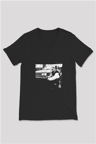 Snoop Dogg Baskılı Unisex Siyah V Yaka Tişört