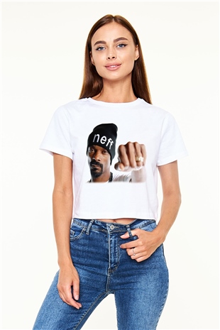 Snoop Dogg Beyaz Croptop Tişört