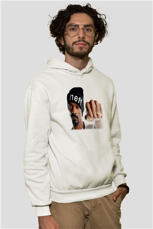 Snoop Dogg Beyaz Unisex Kapşonlu Sweatshirt