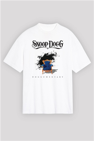 Snoop Dogg Beyaz Unisex Oversize Tişört T-Shirt - Oversize Tişört Fabrikası