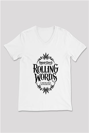 Snoop Dogg Beyaz Unisex V Yaka Tişört T-Shirt