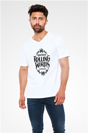 Snoop Dogg Beyaz Unisex V Yaka Tişört T-Shirt
