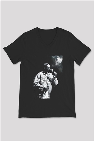 Snoop Dogg Siyah Unisex-Fabrikası V Yaka Tişört