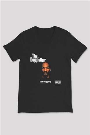 Snoop Dogg Siyah Unisex V Yaka Tişört T-Shirt