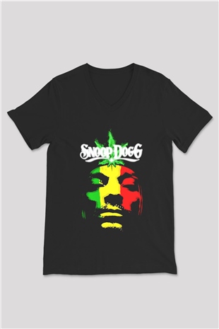 Snoop Dogg Siyah Unisex V Yaka Tişört T-Shirt