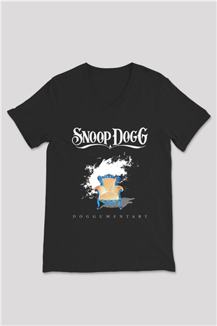 Snoop Dogg Siyah Unisex V Yaka Tişört T-Shirt